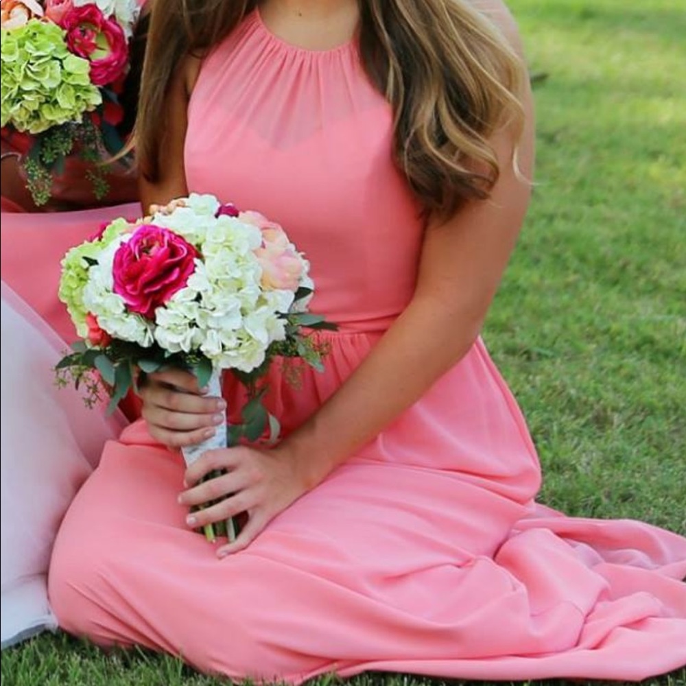 Coral Jasmine bridesmaid dress